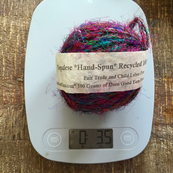 Darn GOod Yarn Lux Adventure Recycled Silk Sari Yarn Cherry Red Multicolor - Picture 3 of 7